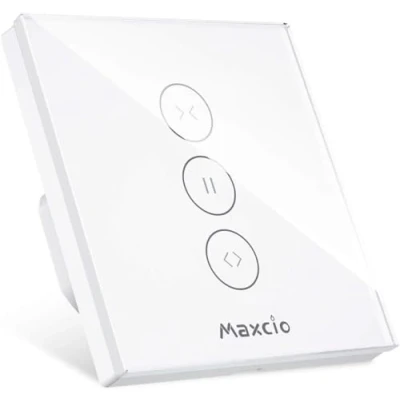 Image de Interrupteur pour Volet Roulant WiFi, Maxcio Commutateur Stores Rideau Connecté Compatible avec Amazon Alexa/Google Home, WiFi Curtain Switch Contrôlé par APP à Distance, Ouverture Réglable, Minuterie