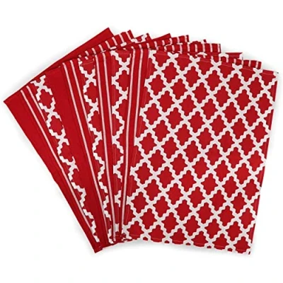 Image de Penguin Home® Ensemble de 10 Serviettes en Coton 100% Doux Durable Modèle élégant avec Plusieurs Motifs Lavable Machine 65 x 45 cm
