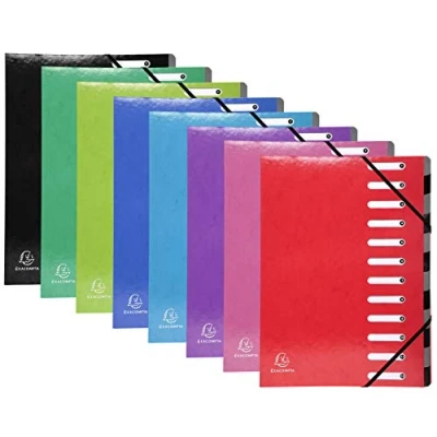 Image de Exacompta Réf. 53928E Carton de 6 trieurs HARMONIKA Iderama avec élastiques et fenêtres découpées dos extensible en carte lustrée pelliculée 12 compartiments dim 24,5x32 cm A4 rose