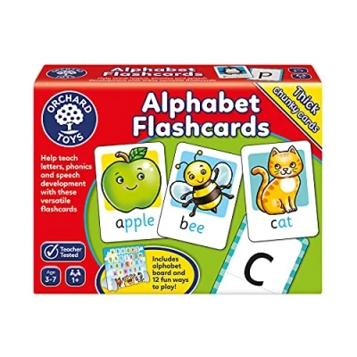 Image de Orchard Toys Alphabet Flashcards, 26 Educational Double Sided Teach The Letters of Alphabet, Perfect for Kids Age 3 7, Toy