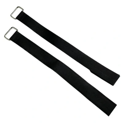 Image de Lot de 2 attaches c‚ble rÈutilisables A boucles et crochets robustes en mÈtal, noir 3cm x 40cm