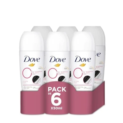 Image de Dove 0% Déodorant Roll On 48h Original Sans Aluminium Ni Alcool pour Femme avec 1/4 Crème Hydratante 6X50ml