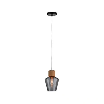 Image de Paulmann 79740 Neordic Edla Luminaire suspendu, max. 1x20W, E27, Verre fumé/Liège/Noir, 230V, Verre/Liège/Métal