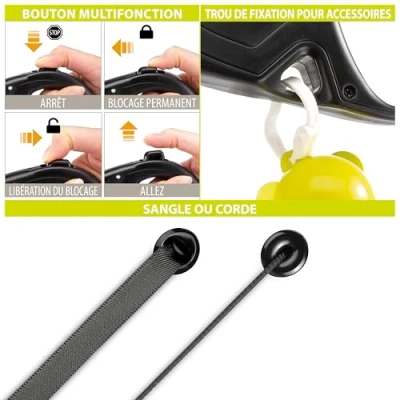 Image de Ferplast Laisse Chien Enrouleur Flippy One, pour Grands Chiens jusqu&#039;à 35 Kg. Cordon Extensible Max 5 m. Bouton de Verrouillage et déverrouillage Unique, Noir