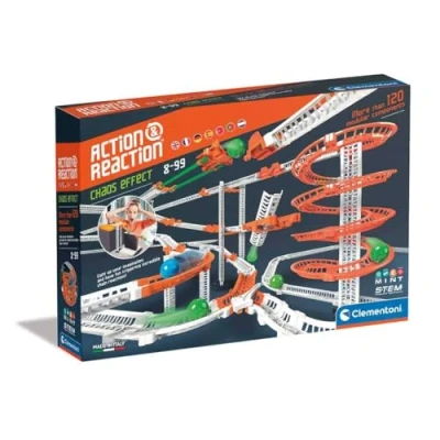 Image de Clementoni 59306 Action &amp; Reaction Effet Chaos Kit de Construction en Plusieurs Parties pour Une Piste à Billes Extensible, Jouet d&#039;apprentissage et Les Enfants partir 8