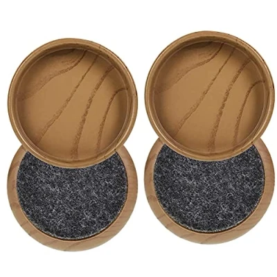 Image de Patins / roulettes en feutre Protégez vos sols stratifiés, bois, carrelage et lino des rayures (4 x bois clair grand format 60 mm)