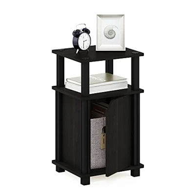 Image de Furinno Brahms Table D&#039;appoint 3 étages avec Porte, Espresso/Noir