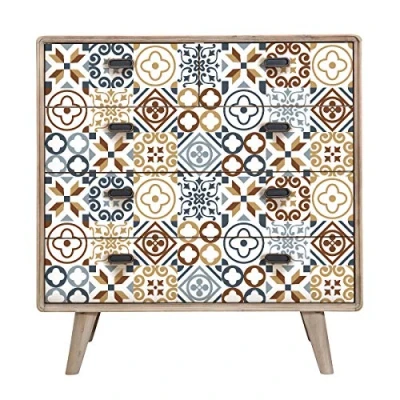 Image de Ambiance Stickers Adhésif Meuble Carreaux de Ciment Sticker Autocollant Carrelage Décoration pour Tables Armoires Commodes Étagères Lionel 60 Tiles 10x10 cm