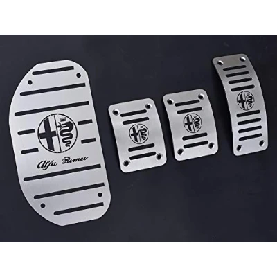 Image de Pédales et Repose Pieds en Acier pour Alfa_Romeo 147 &amp; GT (937) (Boîte manuelle) 4 Pièces Ti Design Pédalier Pedales d&#039;Embrayage de Frein d&#039;Accélérateur Argent Marchepied Set Inoxydable Brossé
