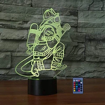 Image de 3D Pompiers LED Lampe Art Déco la Couleur Changeant Lumières DécorationLumière Télécommande 7/16 Couleurs Change Alimenté par USB Enfants Cadeau Anniversaire Décoration de Noël