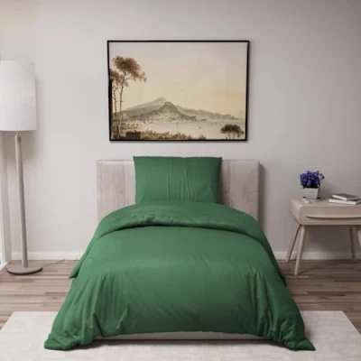 Image de Dreamzie Housse de Couette 135x200 cm avec 1 Taie Oreiller 80x80 Vert Parure Lit en 100% Microfibre Certifié sans Produits Chimiques (Oeko TEX)