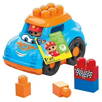 Image de MEGA Bloks Voiture De Course Ricky Jeu Construction avec 4 Grands Blocs Construction, Jouet Enfant, 1 À Ans, HKN41