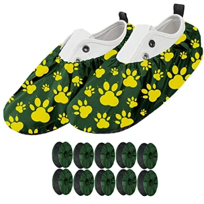 Image de Ferocity Couvre Chaussures Réutilisables EU 25 30 Hydrofuges Protège Antidérapants et Lavables pour Enfants Garçons Filles en Polyester de Haute Qualité avec Colorés Yellow Paw x5 [142]