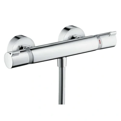 Image de hansgrohe Ecostat Comfort Mitigeur de douche thermostatique, Robinet avec arrêt sécurité (SafetyStop) à 40C, Thermostat rond, 1 sortie, Chromé, 13116000