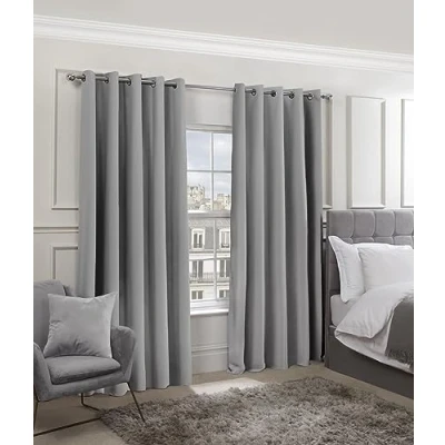 Image de Emma Barclay Rideaux à œillets, Polyester, Gris, Width 66 x Drop 54&quot; (168 137cm)