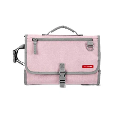 Image de Skip Hop Sac à Langer Bébé avec Matelas Extra large Attache Poussette Rose Multi Poches Pratique Facile Déplier Étui Lingettes pour