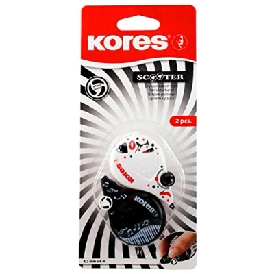 Image de Kores 84901 Lot de 2 Scooters correction avec Roues guidage 4,2 mm x 8 m Blanc/Noir/Blanc