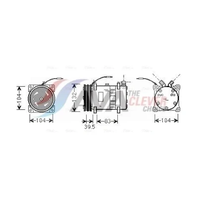 Image de AVA COOLING SYSTEMS UVAK035 compresseur De Climatisation SD5H14 24V R134a avec huile PAG