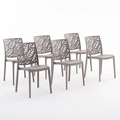 Image de RATTATAN Dafne Chaises en résine renforcée de Fibre Verre, empilables, Usage intérieur et extérieur (6, Gris Tourterelle)