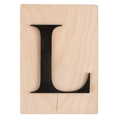 Image de Rayher 63103576 Tuile en bois Lettre L, 1 pce., FSC Mixed Credit, noir, 10,5 x 14,8 cm, épaisseur 4 mm, effet 3D, décoration d’intérieur, arts créatifs