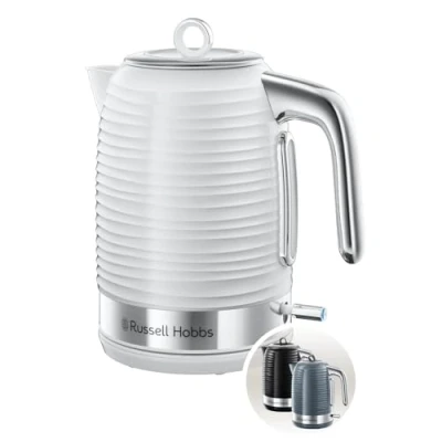Image de Russell Hobbs Bouilloire Electrique [Design &amp; Performance] Inspire Blanc (1,7L, 2400W, Ebullition Rapide, Ecoulement parfait, Niveau d&#039;eau Visible, Filtre Anticalcaire couvercle amovibles) 24360 70