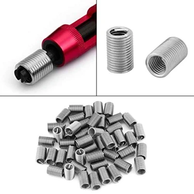 Image de Candeon Insert de réparation vis 50pcs M6x1.0x3D Helicoils Kit SS304 Inserts filetage hélicoïdale en fil d&#039;acier inoxydable