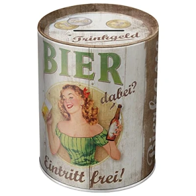 Image de Nostalgic Art Tirelire rétro, 1 l, Trinkgeld Bierkasse Idée de Cadeau pour Fans bière, Boîte à Billets en métal, Tire Lire Fer Blanc