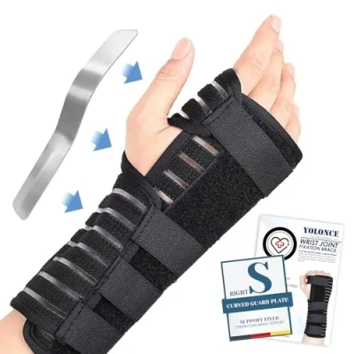 Image de Attelle Poignet,Protege Poignet,Respirant Bandage Poignet, Canal Carpien pour Hommes Femmes,Noir Droite,S