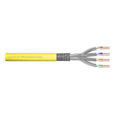 Image de DIGITUS 1000 m Cat 7A Câble réseau S FTP (PiMF) Simplex BauPVO Cca LSZH Sans halogène 1500 MHz Cuivre AWG 22/1 Compatible PoE++ GHMT PVP LAN Pose Jaune