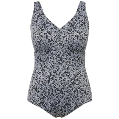 Image de Ulla Popken LEAF Maillot de bain, Femme, Taille: 50, Black