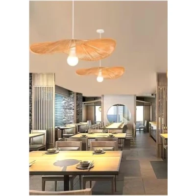 Image de KONTARBOOR Suspension luminaire Bohème en corde, couleur Beige 40 x12 cm.Luminaire d&#039;intérieur