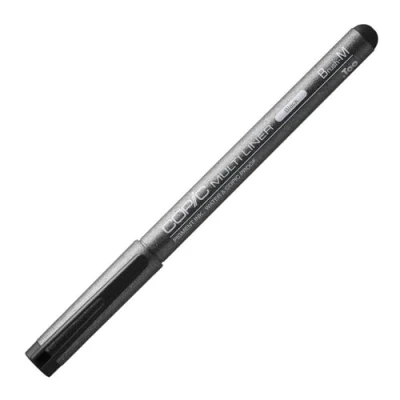 Image de Copic Multiliner Brush M, Black, Feutre Fin à Pointe Fine et Encre pigments résistante l&#039;eau