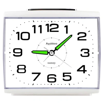 Image de Ayybboo Réveil Matin à Piles Retro Silencieux sans Tic Tac, Grand Cadran Original Analogique Quartz Alarme Vintage Lumineux Snooze Chevet