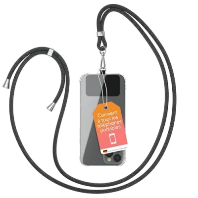 Image de EAZY CASE Chaîne Universelle pour téléphone Portable, adaptée à Tous Les Smartphones, Tour de Cou, Housse avec Cordon, Sangle cellulaire adapté Toutes Pochettes, Noir