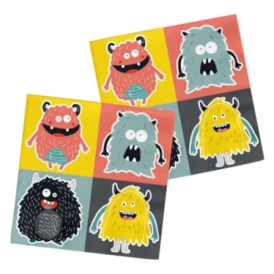 Image de Folat Serviettes Monster Bash 33x33cm 20 pièces, 68352, Multicolore