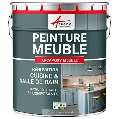 Image de Peinture MEUBLE Cuisine, Salle de Bain Résine Epoxy Bi composant ARCAPOXY 2.5 kg (jusqu&#039;à 30 m² en 2 couches) Gris Argent RAL 7001 ARCANE INDUSTRIES