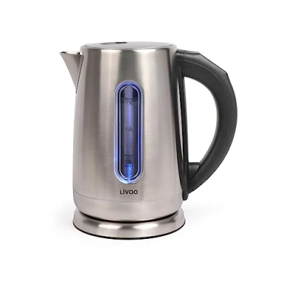 Image de Livoo Bouilloire à température variable 1,7 L 2200W, acier inoxydable, temperature réglable, filtre anticalcaire amovible, couleurs changeantes, affichage LED