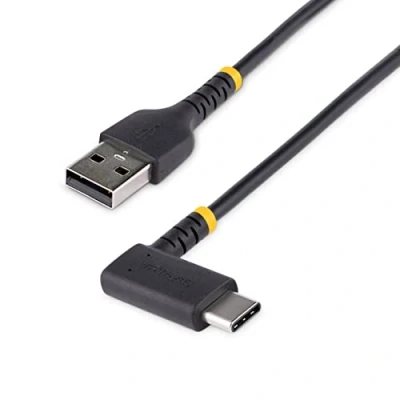 Image de StarTech.com Câble USB A vers C de 30cm Chargement Noir Fibre Aramide Robuste Chargeur Rapide 2.0 3A Cordon Recharge (R2ACR 30C CABLE)