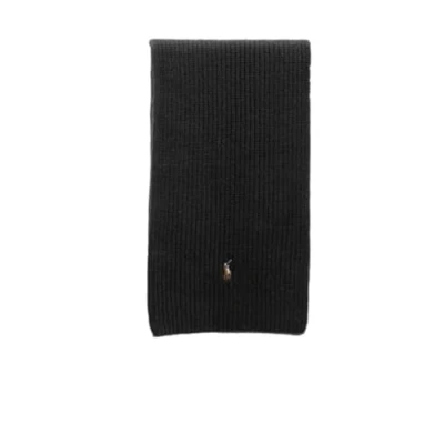 Image de Ralph Lauren Polo Écharpe avec motif poney mélangé laine/nylon recyclé, Noir , Taille Unique