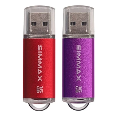Image de Clé USB 16 Go Lot de 2 Mémoire Stick 2.0 Flash Drive Pivotant Stockage Disque Pendrive par SIMMAX (16Go Rouge Violet)