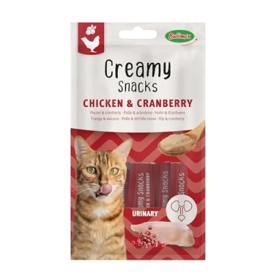 Image de Bubimex Creamy Snacks Poulet et Cranberry Friandises Crèmes à Lécher pour Chats Texture Lisse, Onctueuse Appétissante Stimule l&#039;Appétit Favorise l&#039;Hydratation 4 x 15 g