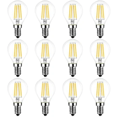 Image de LVWIT 4W Ampoule LED E14 à Filament, 470 Lumen, Equivalent Incandescence 40W, Filament Rétro, 2700K Blanc Chaud, Non dimmable, Lot de 12