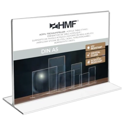 Image de HMF 46924 Présentoir de Table Acrylique Double D&#039;annonce DIN A5 Format Paysage Transparent