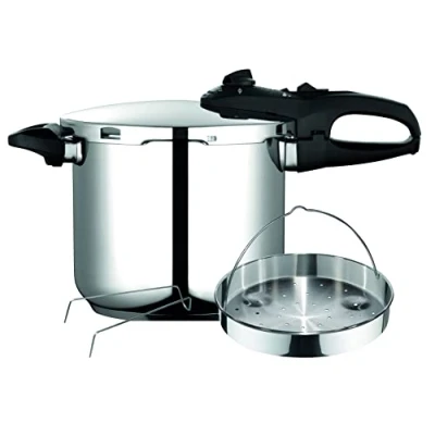 Image de Fagor Duo Autocuiseur 7,5 Litres, Induction, Super Rapide, Acier Inoxydable 18/10, Tous Types de Cuisson, Base Thermo Diffuseur, 2 Niveaux Pression, 5 Systèmes Sécurité, Panier à Vapeur Inclus