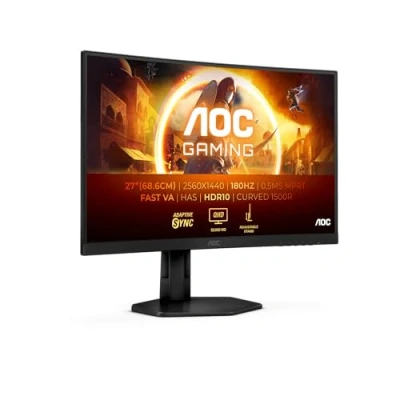 Image de AOC Gaming CQ27G4X Moniteur incurvé QHD 27 Pouces, 180 Hz, 0,5 ms, FreeSync Prem., HDR10 (2560x1440, DisplayPort, 2X HDMI) Noir/Gris
