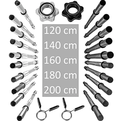 Image de MOVIT Barre d&#039;haltère Longue Professionnelle, 30mm STANDARDNORM, Choix: 120, 140, 160, 180, 200 cm, chromée ou Noire, Fermeture en étoile à Ressort,