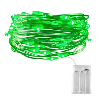 Image de Dalugo Guirlande lumineuse LED, 30 LED décorative alimentée par batterie, lumière de fil d&#039;argent pour chambre à coucher, mariage (Vert)