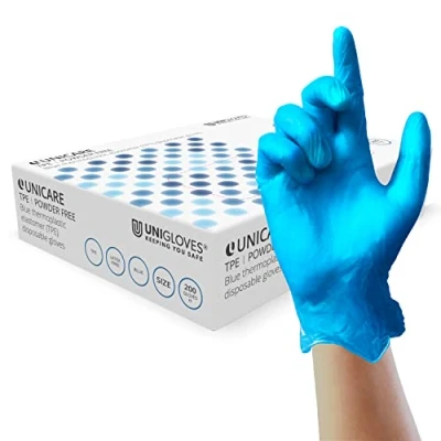 Image de UNIGLOVES Unicare Lot de 200 gants jetables Bleu TPE Taille M