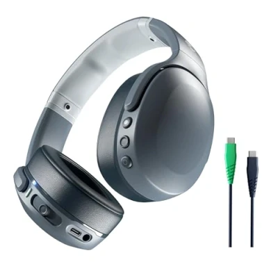 Image de Skullcandy Crusher Evo Casque Supra Auriculaire sans Fil avec Basses Sensorielles, Autonomie 40 h, Microphone, Compatible iPhone + Android Appareils Bluetooth Gris