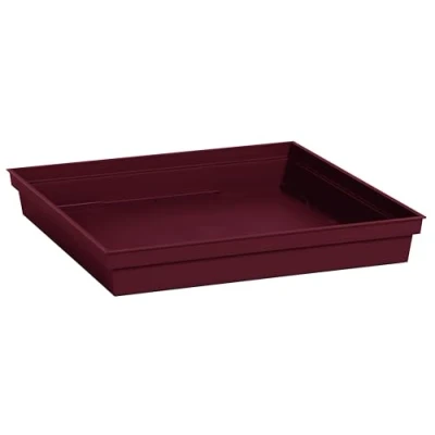 Image de EDA Soucoupe Carrée Toscane 26,7 cm pour Pot de Fleur Carré 32 x H.3,8 Rouge Bourgogne